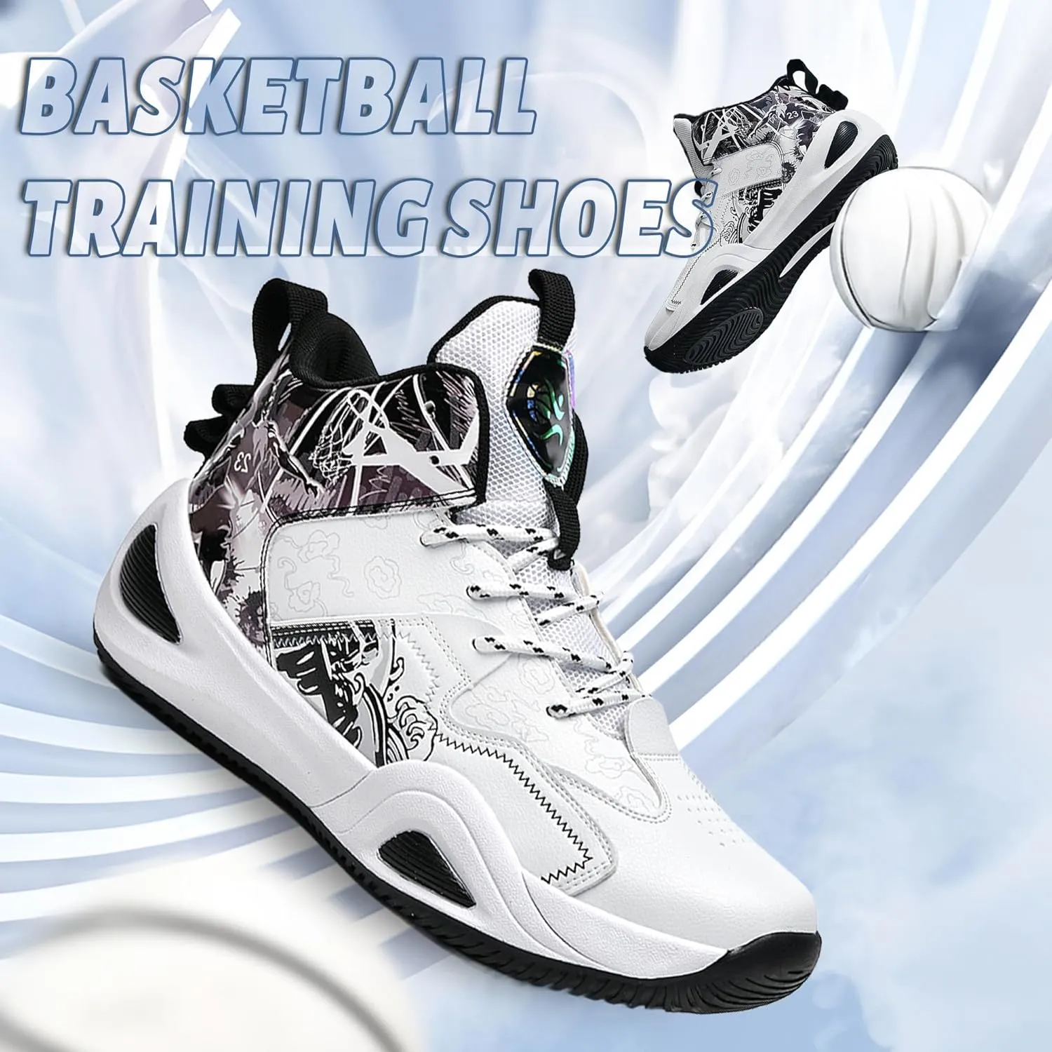 Men's Basketball Shoes Fashionable Breathable Anti Slip Sports Shoes Outdoor Running Fitness Training Shoes