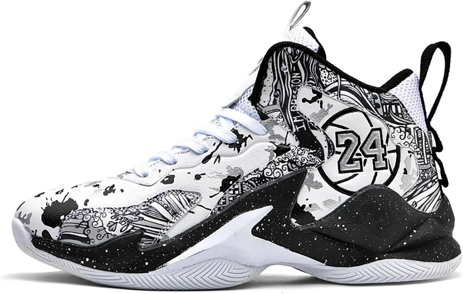Men's Basketball Shoes No-Slip Breathable Outdoor Shoes Women's Fashion Graffiti Training Shoes