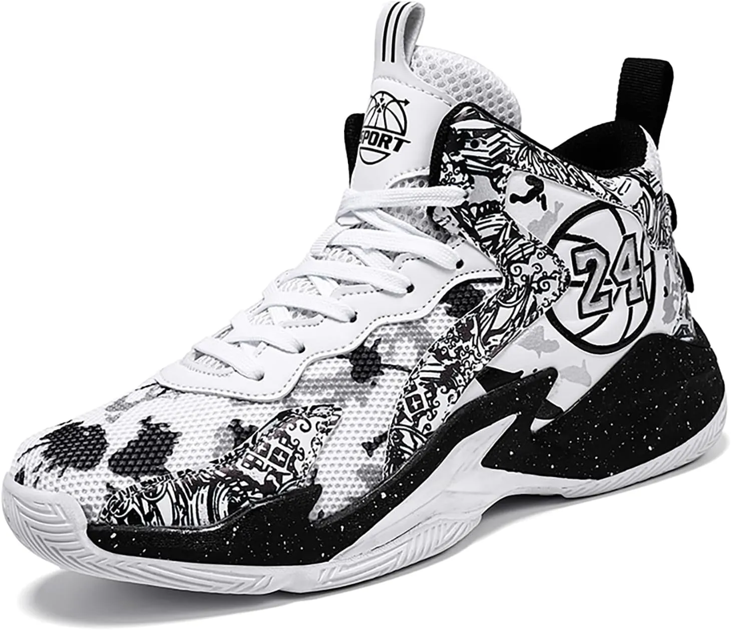 Men's Basketball Shoes No-Slip Breathable Outdoor Shoes Women's Fashion Graffiti Training Shoes