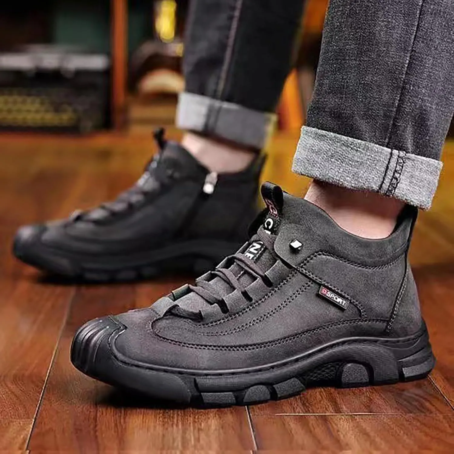 Men's Breathable Stretch Workout Shoes Portable Non Slip Fitness Workout Shoe Arch Support Sports Shoes for Men