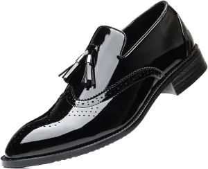 Mens Brogues Classic Oxfords Dress Shoes Formal Business Brogues Driving Loafers with Tassel