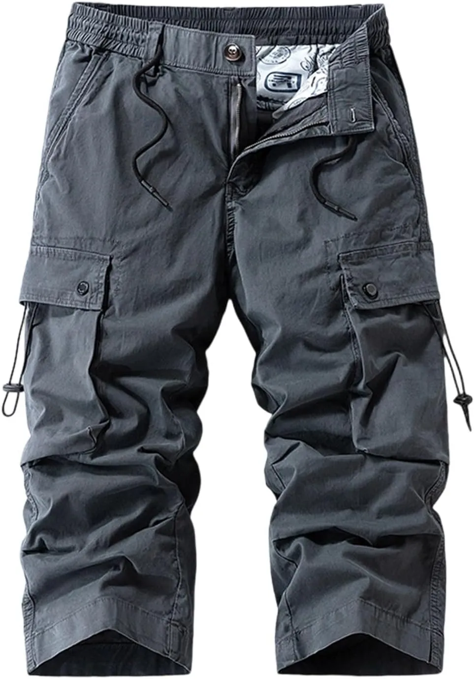 Men's Casual Cargo Joggers Drawstring Straight Leg Breathable Chino Pants Hiking Slim Fit Twill Jogging Sweatpants
