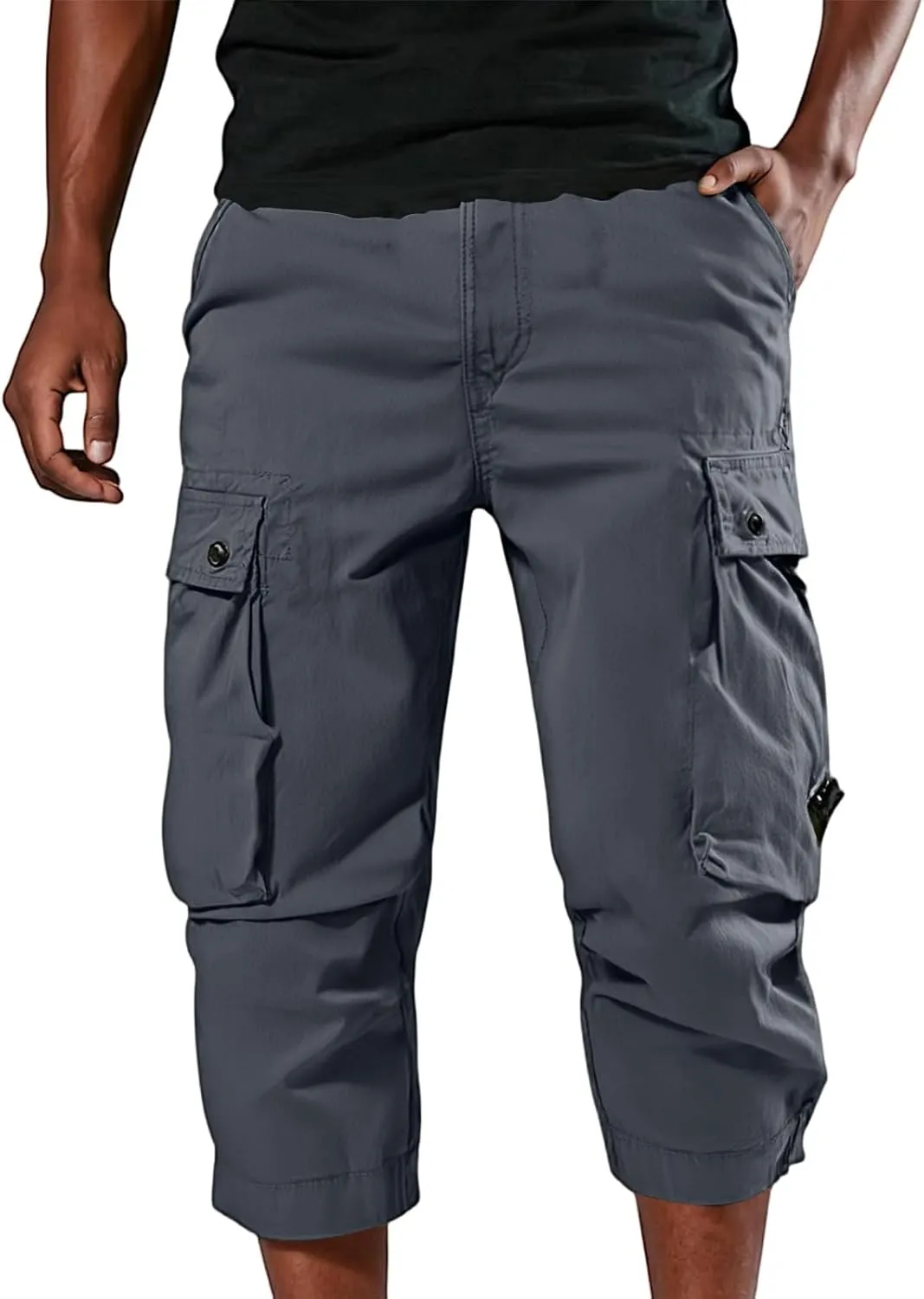 Men's Casual Cargo Joggers Drawstring Straight Leg Breathable Chino Pants Hiking Slim Fit Twill Jogging Sweatpants