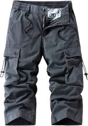 Men's Casual Cargo Joggers Drawstring Straight Leg Breathable Chino Pants Hiking Slim Fit Twill Jogging Sweatpants