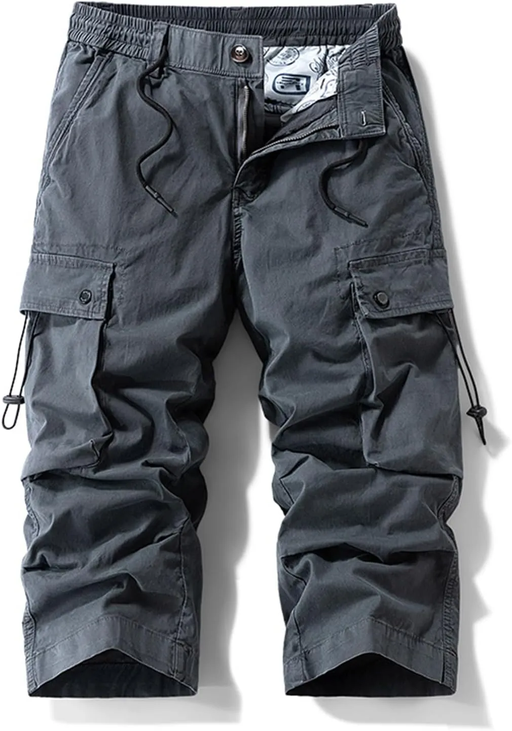 Men's Casual Cargo Joggers Drawstring Straight Leg Breathable Chino Pants Hiking Slim Fit Twill Jogging Sweatpants