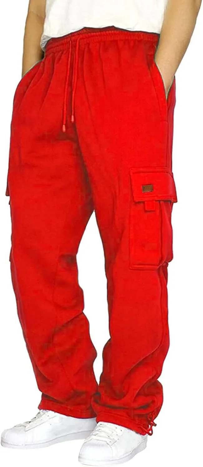 Men's Casual Cargo Joggers Drawstring Straight Leg Breathable Chino Pants Work Slim Fit Twill Jogging Sweatpants