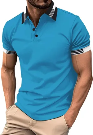 Men's Casual Polo Shirts Quick Dry Short Sleeve 2025 Fashion Golf Shirt Classic Striped Slim Fit T-Shirts