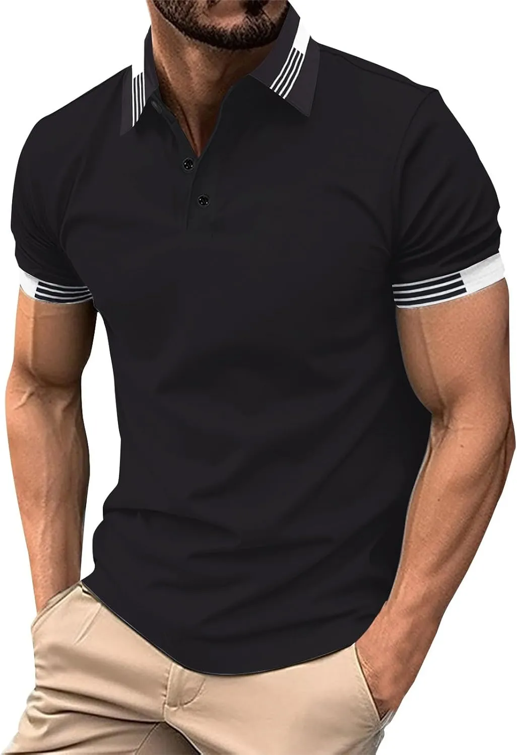 Men's Casual Polo Shirts Quick Dry Short Sleeve 2025 Fashion Golf Shirt Classic Striped Slim Fit T-Shirts