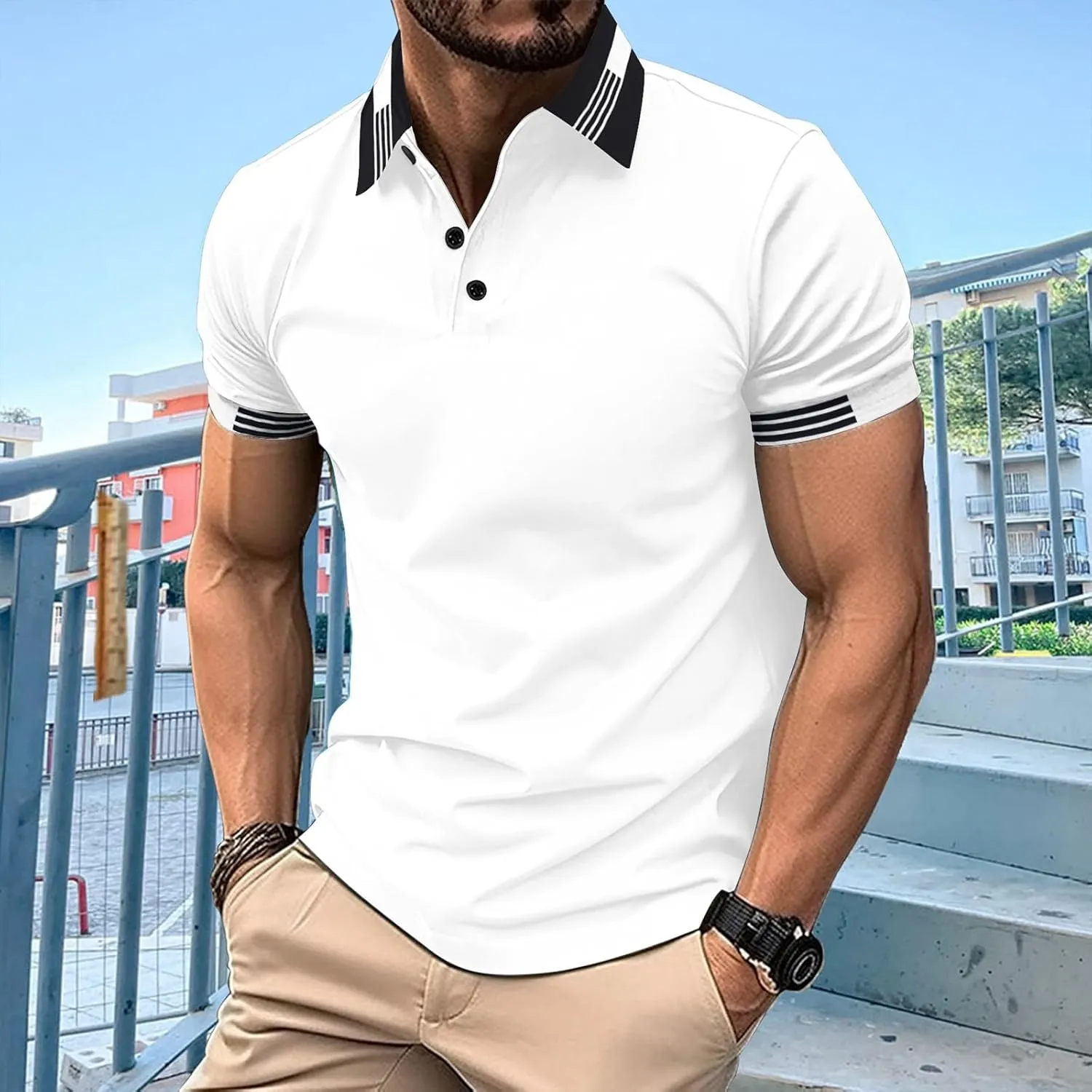 Men's Casual Polo Shirts Quick Dry Short Sleeve 2025 Fashion Golf Shirt Classic Striped Slim Fit T-Shirts