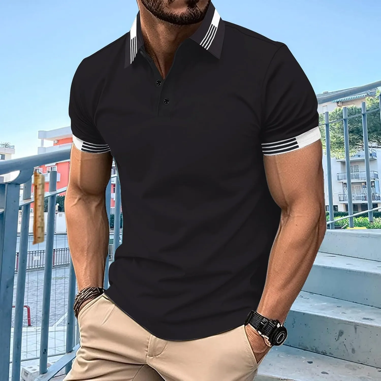 Men's Casual Polo Shirts Quick Dry Short Sleeve 2025 Fashion Golf Shirt Classic Striped Slim Fit T-Shirts