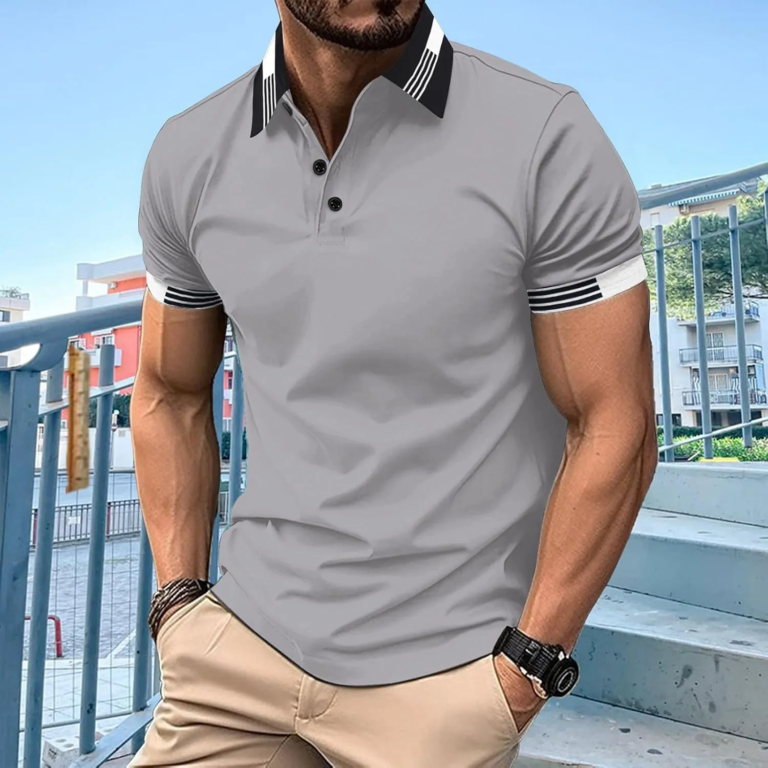 Men's Casual Polo Shirts Quick Dry Short Sleeve 2025 Fashion Golf Shirt Classic Striped Slim Fit T-Shirts