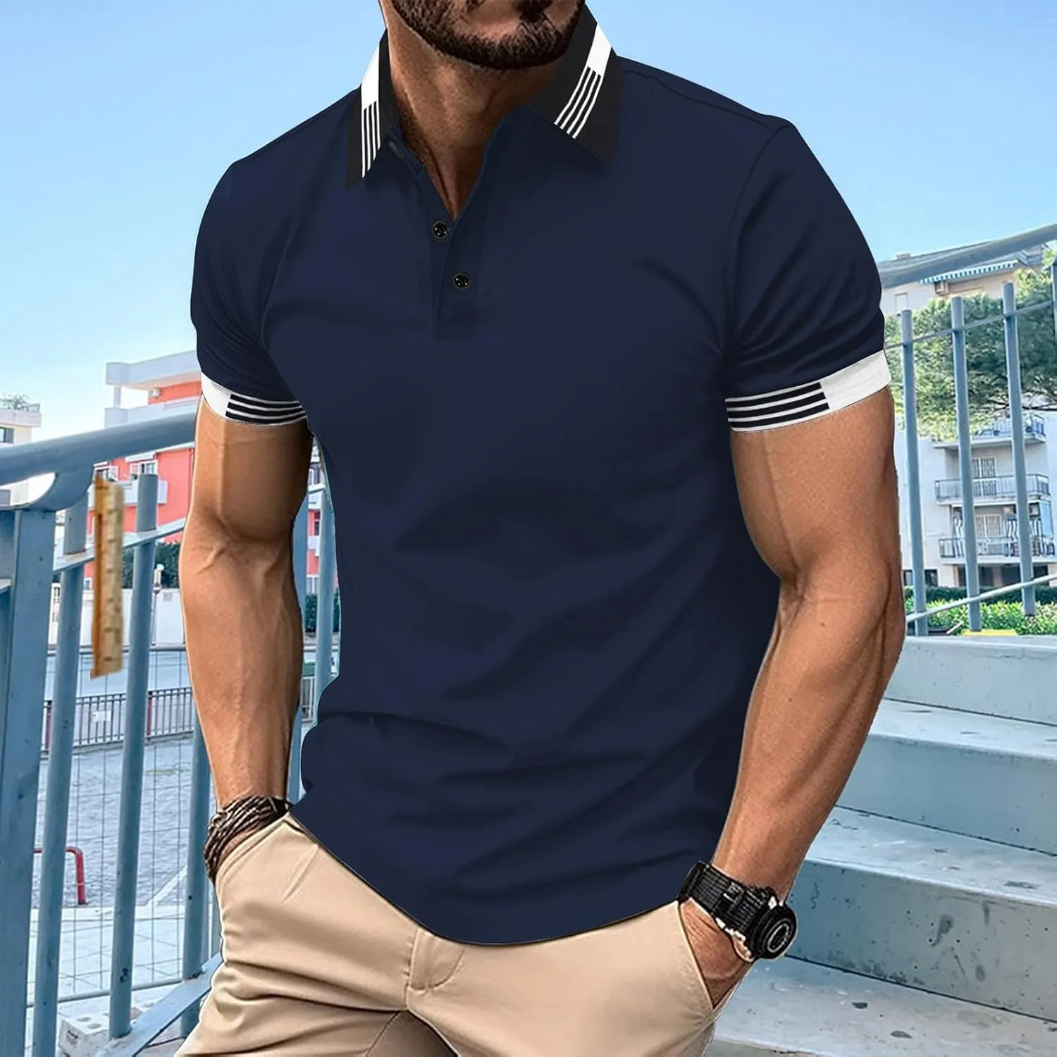 Men's Casual Polo Shirts Quick Dry Short Sleeve 2025 Fashion Golf Shirt Classic Striped Slim Fit T-Shirts