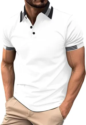 Men's Casual Polo Shirts Quick Dry Short Sleeve 2025 Fashion Golf Shirt Classic Striped Slim Fit T-Shirts