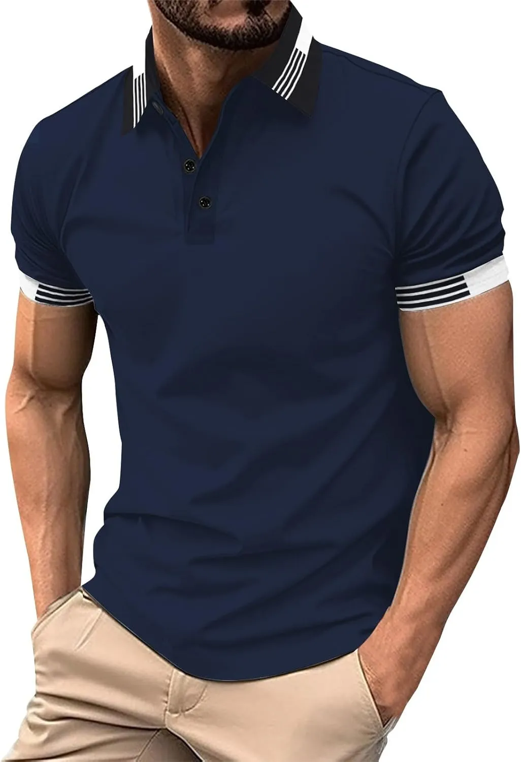 Men's Casual Polo Shirts Quick Dry Short Sleeve 2025 Fashion Golf Shirt Classic Striped Slim Fit T-Shirts