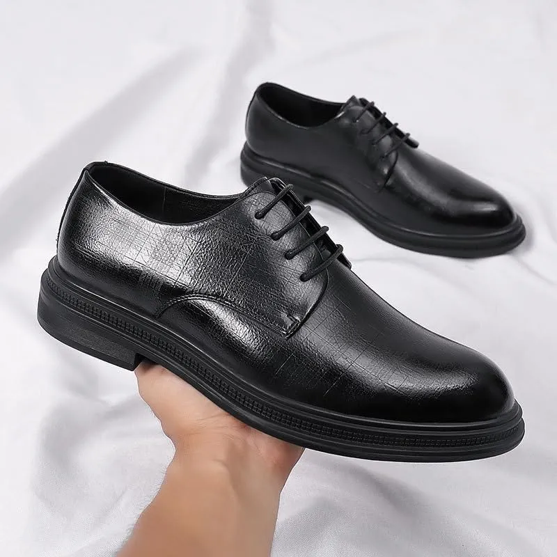 Men's Classic Retro Casual Leather Dress Shoes Mens Fashion Business Lace Up Low Oxfords Shoes