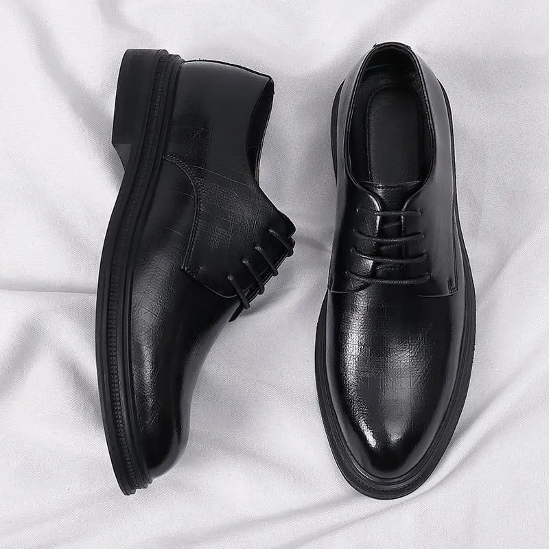 Men's Classic Retro Casual Leather Dress Shoes Mens Fashion Business Lace Up Low Oxfords Shoes