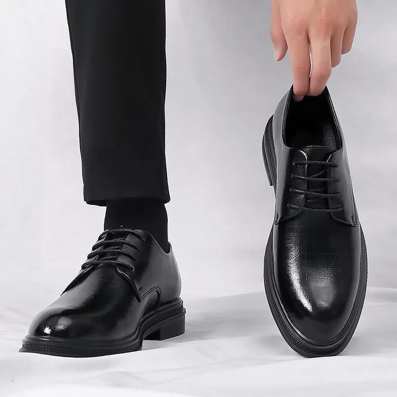 Men's Classic Retro Casual Leather Dress Shoes Mens Fashion Business Lace Up Low Oxfords Shoes