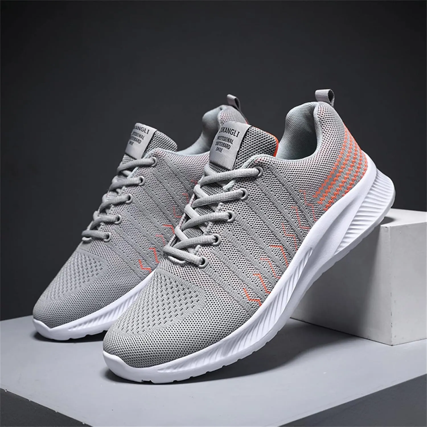 Men's Comfortable Stretch Workout Shoes Lace Up Lightweight Breathable Fashion Sneaker Casual Stretch Sneaker