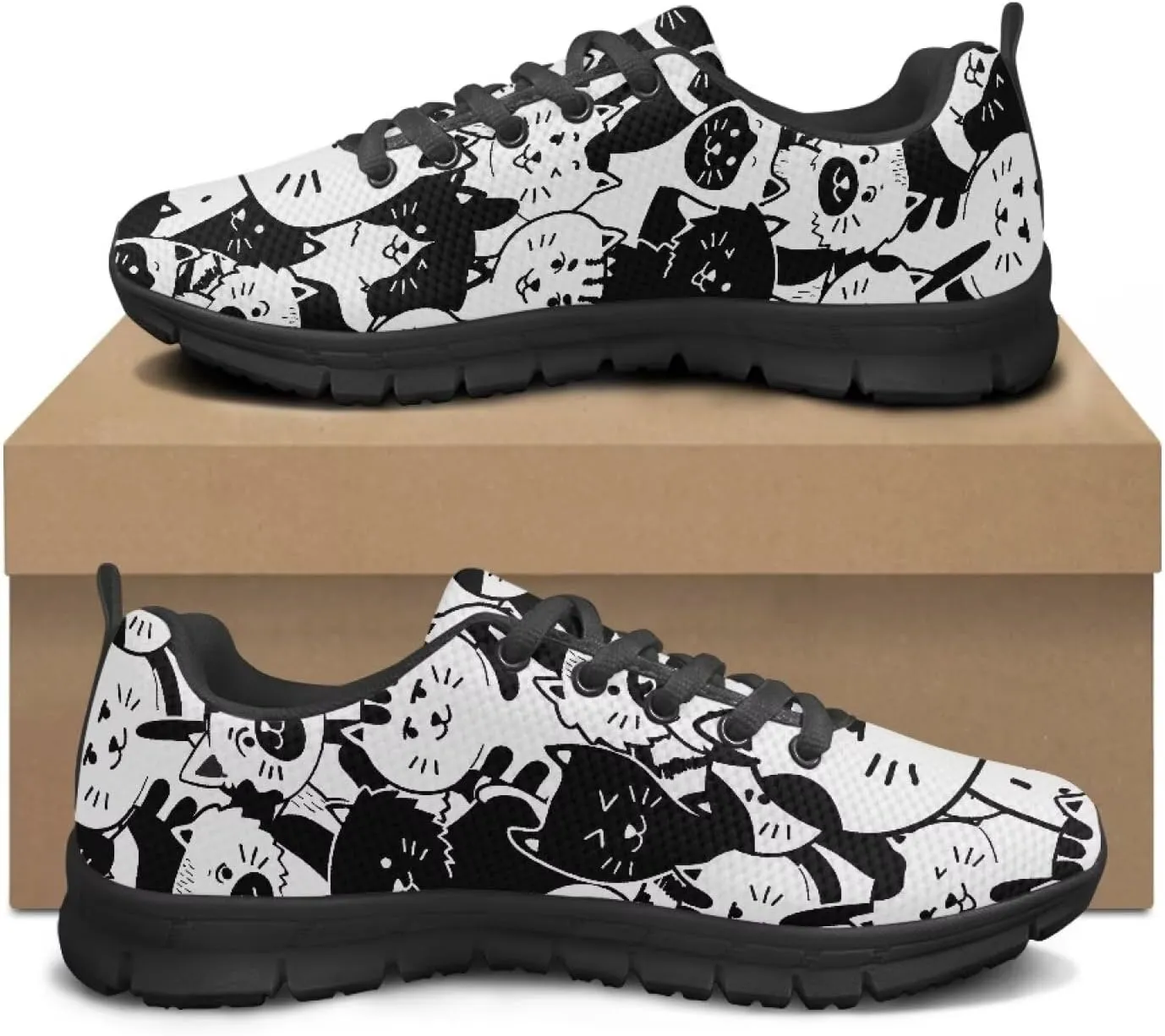 Mens Cross Training Sneakers Casual Sport Shoes Cozy Cushioned Lightweight Shoes for Travel US 5-14 Black Sole