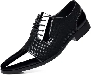 Men's Dress Shoes Oxfords Classic Lace-up Formal Patent Leather Tuxedo Shoes Business Wedding Derby Casual Fashion Black Size 14