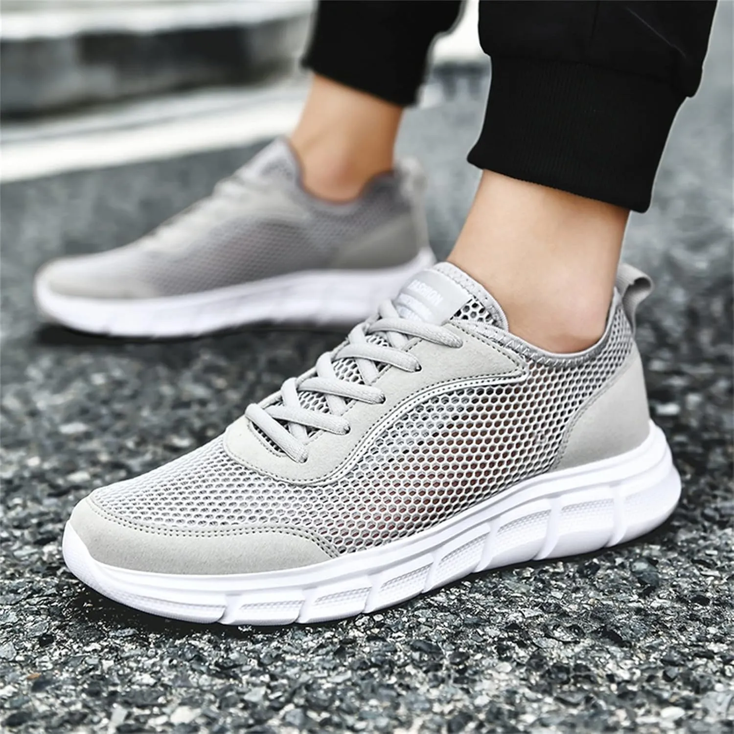 Men's Fashion Versatile Walking Shoes Comfortable Breathable Lace Up Sneaker Lightweight Diabetic Shoes for Men