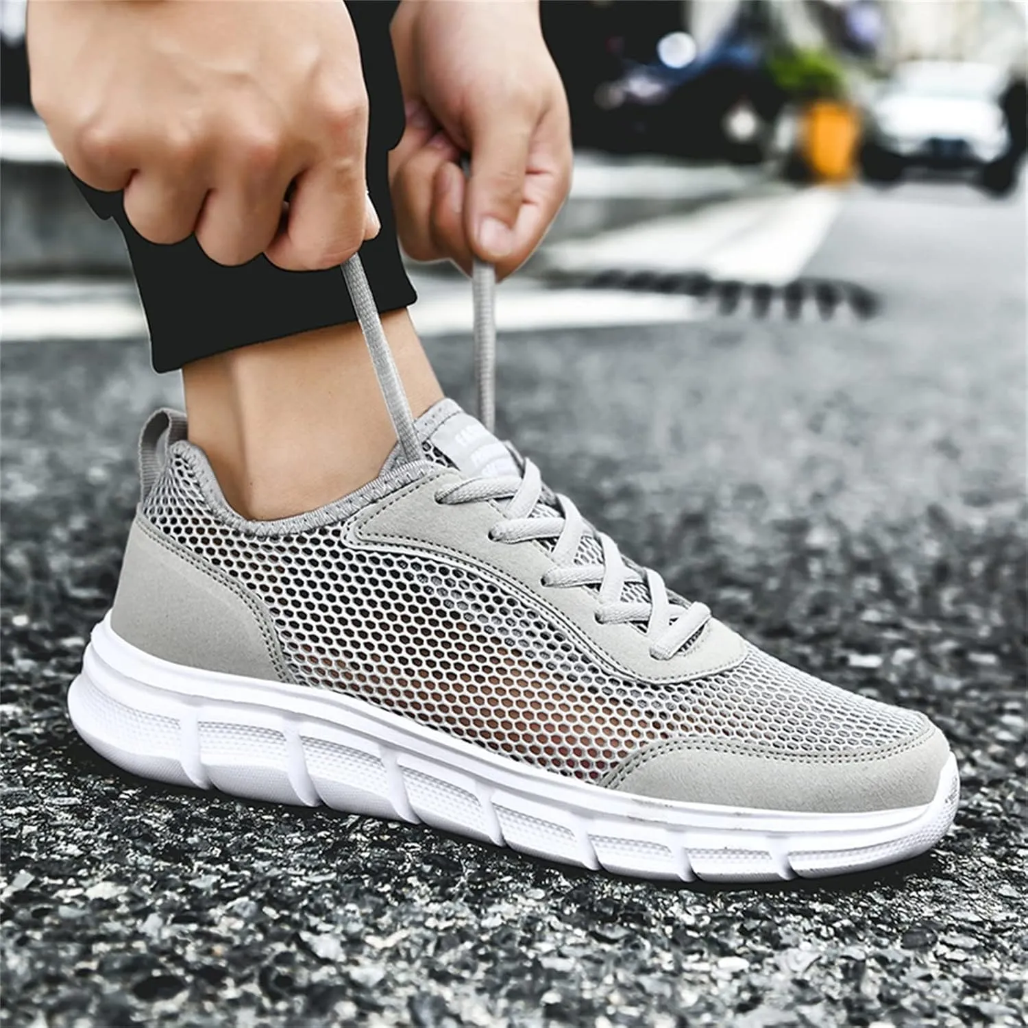 Men's Fashion Versatile Walking Shoes Comfortable Breathable Lace Up Sneaker Lightweight Diabetic Shoes for Men