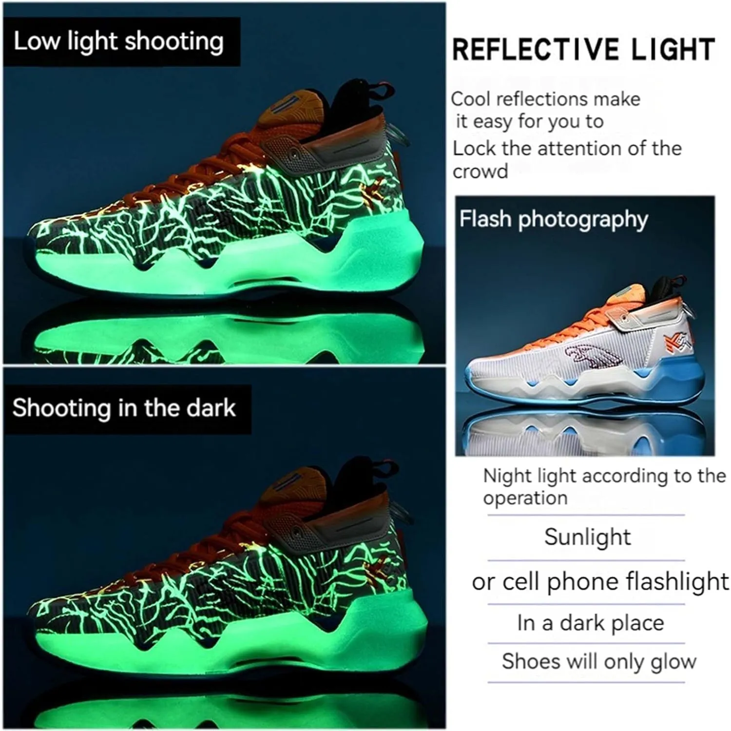 Men's Fluorescent Basketball Shoes Fashion Sneakers Indoor and Outdoor Basketball Game Training Shoes Women's Outdoor Fitness Running Shoes Men's High Top Basketball Shoes