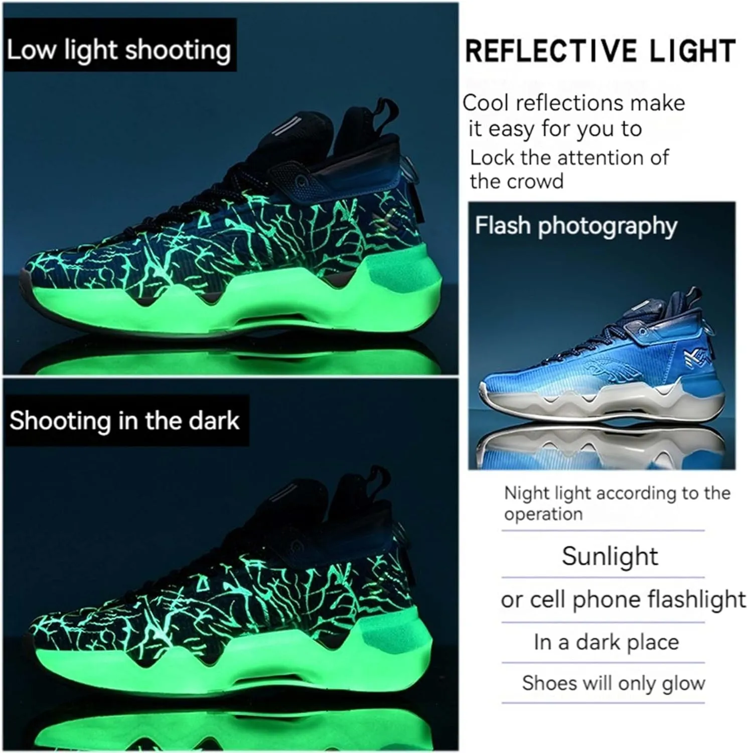 Men's Fluorescent Basketball Shoes Fashion Sneakers Indoor and Outdoor Basketball Game Training Shoes Women's Outdoor Fitness Running Shoes Men's High Top Basketball Shoes