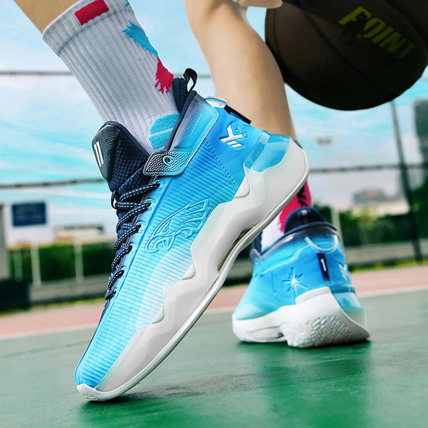 Men's Fluorescent Basketball Shoes Fashion Sneakers Indoor and Outdoor Basketball Game Training Shoes Women's Outdoor Fitness Running Shoes Men's High Top Basketball Shoes