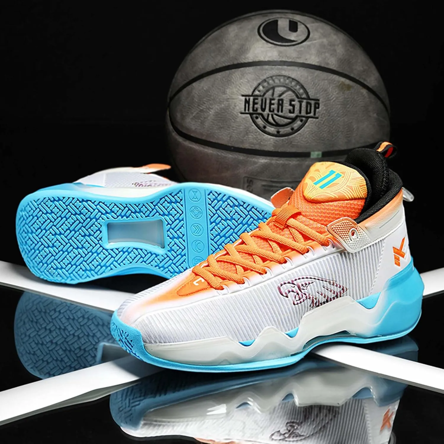 Men's Fluorescent Basketball Shoes Fashion Sneakers Indoor and Outdoor Basketball Game Training Shoes Women's Outdoor Fitness Running Shoes Men's High Top Basketball Shoes