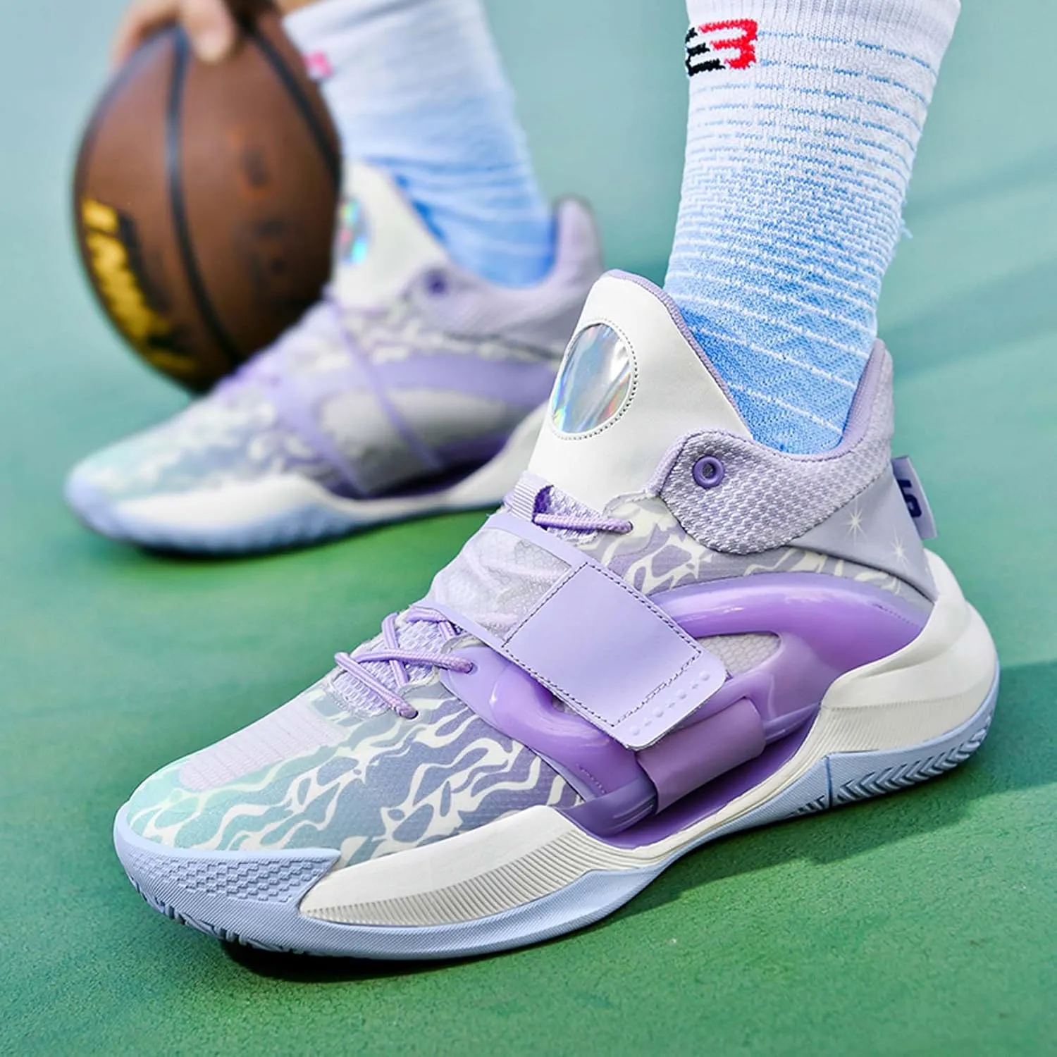 Men's Fluorescent Basketball Shoes Non-Slip Cushioning Youth Training Running Basketball Sneakers Comfortable Breathable Women's Fitness Tennis Basketball Sneakers