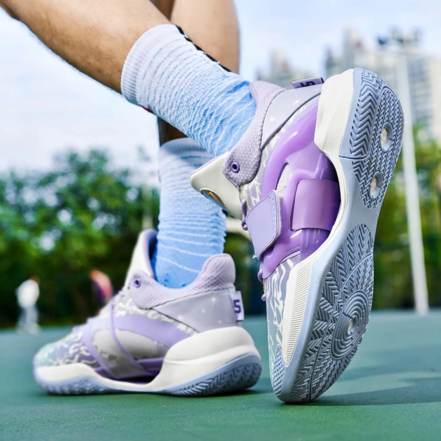 Men's Fluorescent Basketball Shoes Non-Slip Cushioning Youth Training Running Basketball Sneakers Comfortable Breathable Women's Fitness Tennis Basketball Sneakers