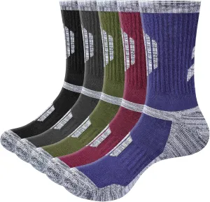 Men's Hiking Socks - Moisture Wicking, Cushioned, Comfort Work Socks for Men, 5 Pairs