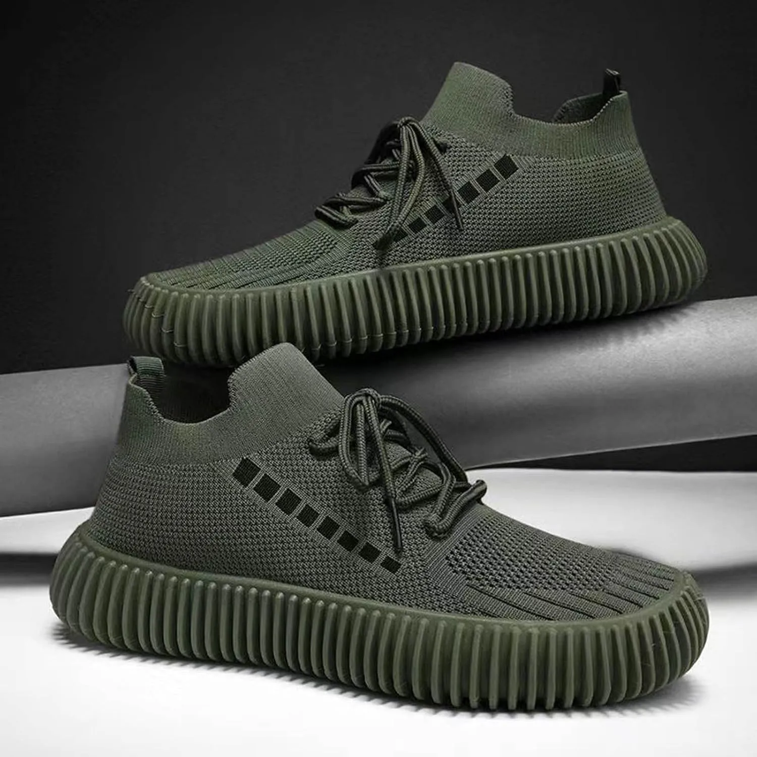 Men's Lace Up Memory Foam Sneakers Breathable Casual Comfortable Walking Sneaker Arch Support Plantar Fasciitis