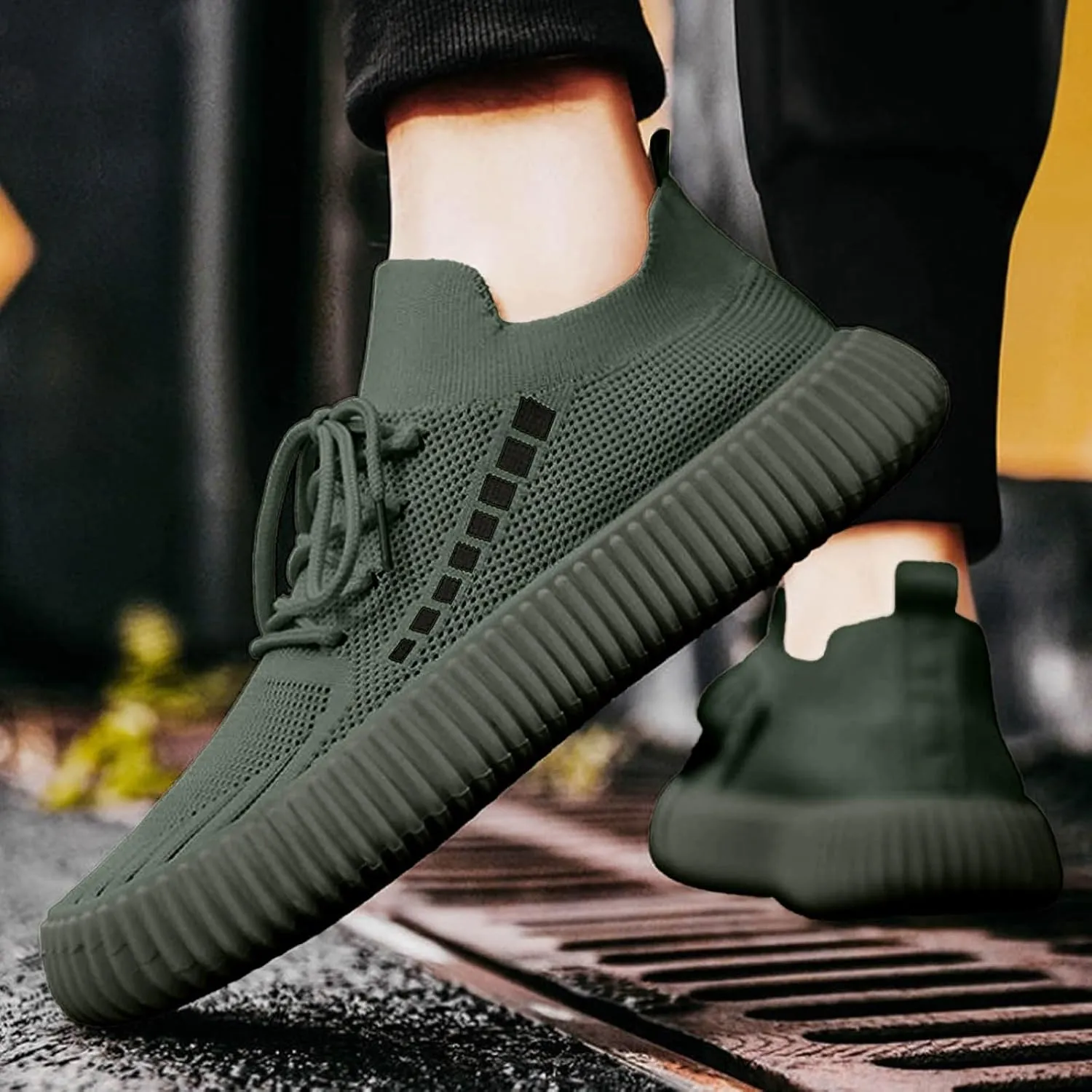 Men's Lace Up Memory Foam Sneakers Breathable Casual Comfortable Walking Sneaker Arch Support Plantar Fasciitis