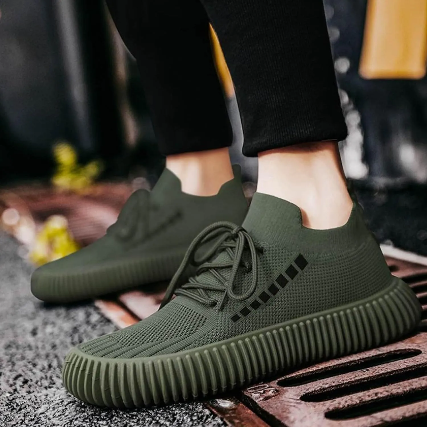 Men's Lace Up Memory Foam Sneakers Breathable Casual Comfortable Walking Sneaker Arch Support Plantar Fasciitis