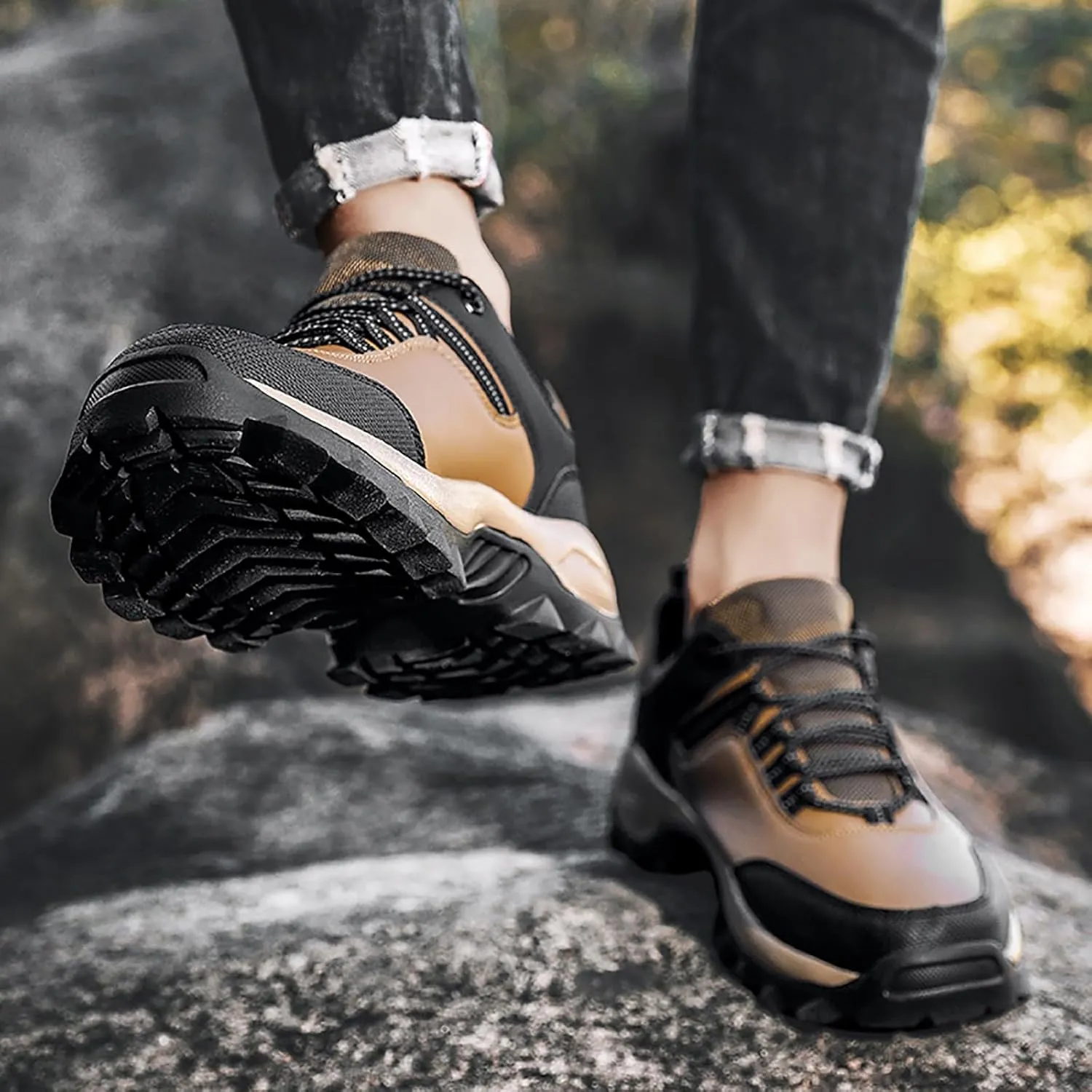 Men's Lace Up Memory Foam Sneakers Breathable Casual Comfortable Walking Sneaker Lightweight Minimalist Shoes