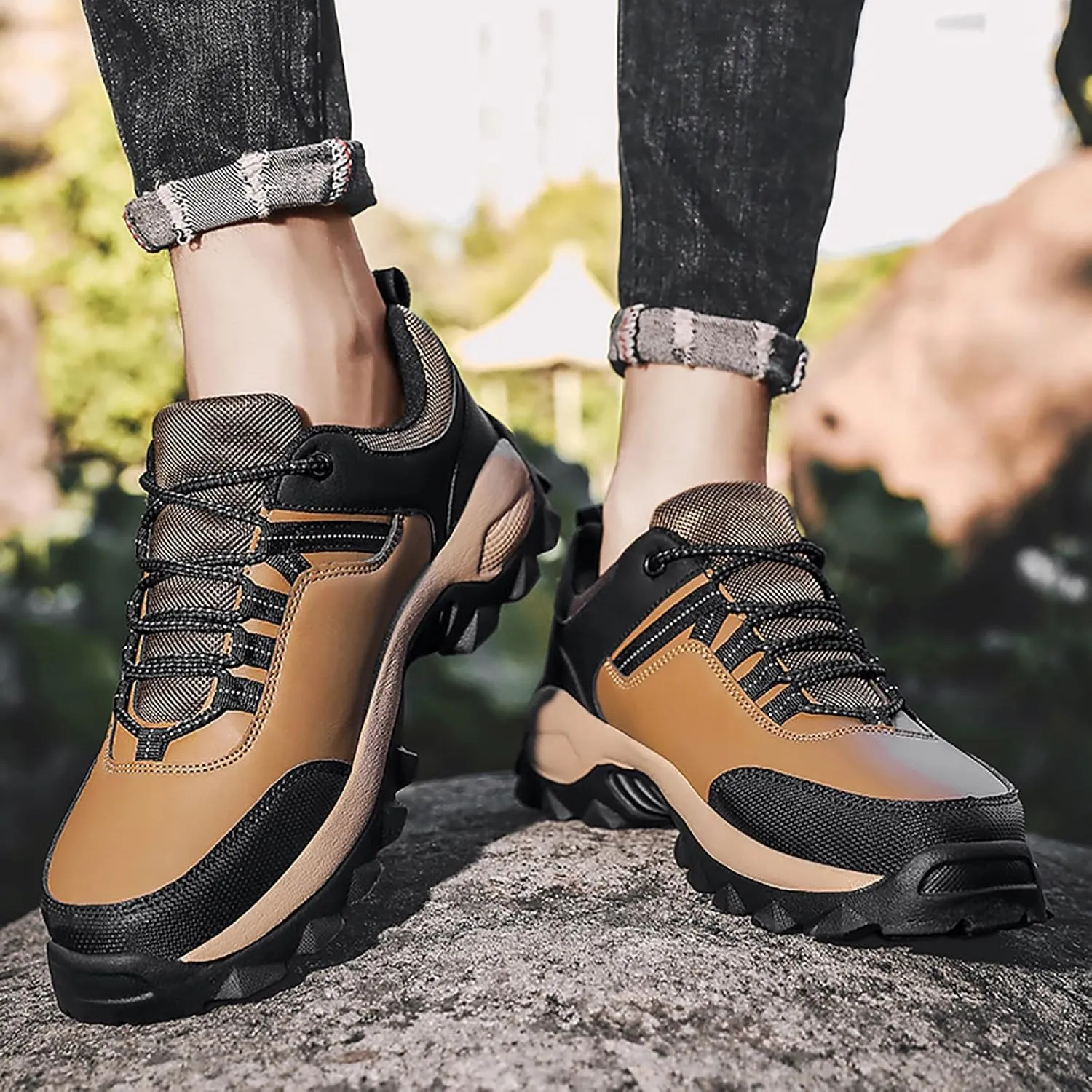 Men's Lace Up Memory Foam Sneakers Breathable Casual Comfortable Walking Sneaker Lightweight Minimalist Shoes