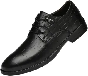Mens Leather Dress Shoes Classic Retro Business Formal Pointed Toe Oxford Shoes Lace Up Derby Shoes for Men