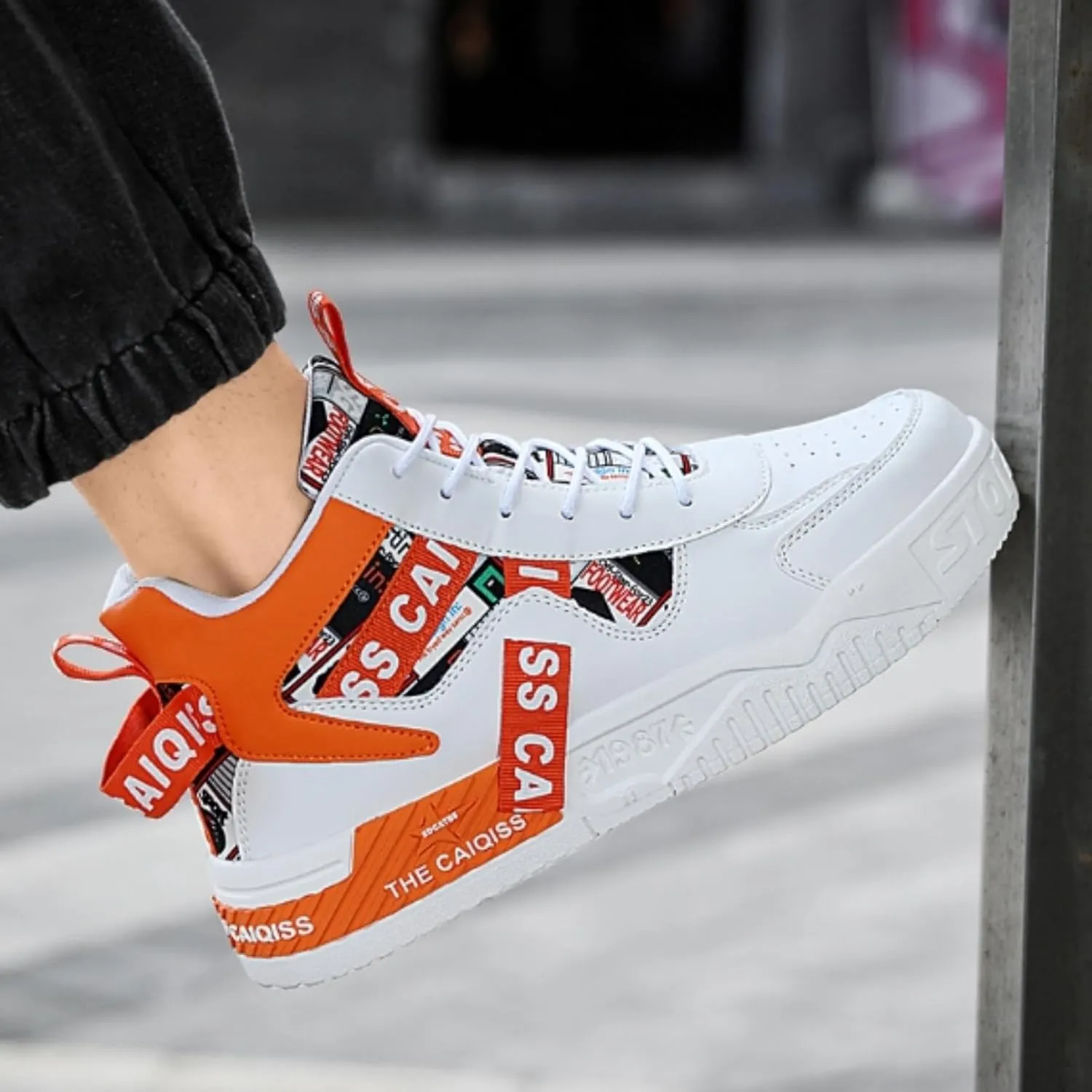 Mens Mid Top Sneakers - Skate Shoes for Men, Fashion Casual Skateboarding Sneakers, Walking Hundred Thick Bottom Shoes