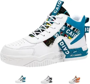 Mens Mid Top Sneakers - Skate Shoes for Men, Fashion Casual Skateboarding Sneakers, Walking Hundred Thick Bottom Shoes