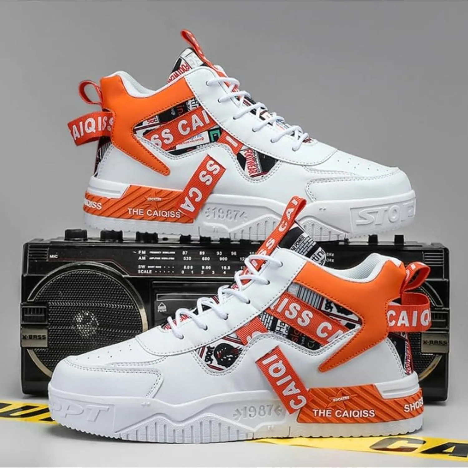 Mens Mid Top Sneakers - Skate Shoes for Men, Fashion Casual Skateboarding Sneakers, Walking Hundred Thick Bottom Shoes
