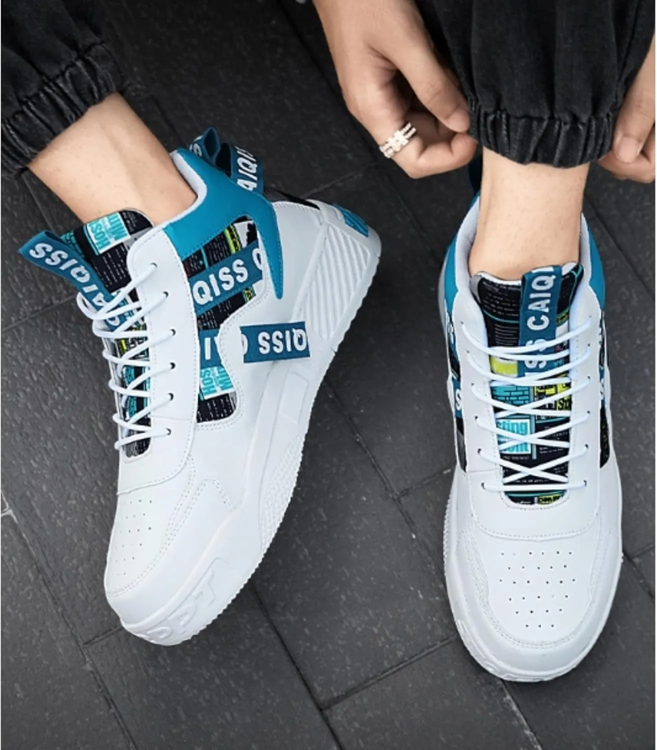 Mens Mid Top Sneakers - Skate Shoes for Men, Fashion Casual Skateboarding Sneakers, Walking Hundred Thick Bottom Shoes