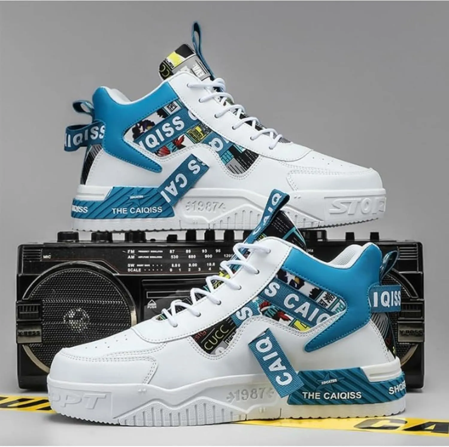 Mens Mid Top Sneakers - Skate Shoes for Men, Fashion Casual Skateboarding Sneakers, Walking Hundred Thick Bottom Shoes