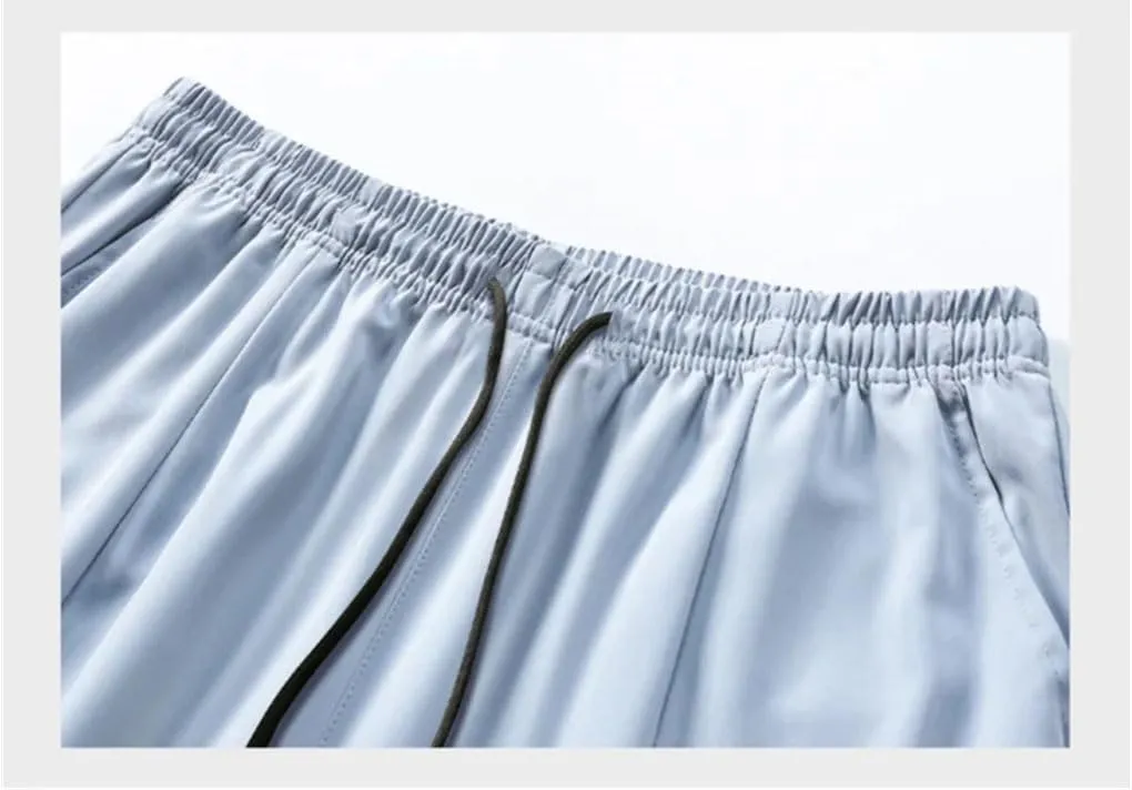 Men's Pants Elastic Waist Breathable Quick Dry Sport Slim Fit Casual Straight Pants
