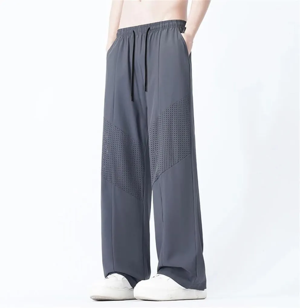 Men's Pants Elastic Waist Breathable Quick Dry Sport Slim Fit Casual Straight Pants