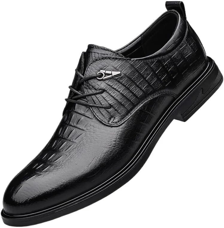 Mens Patent Leather Dress Shoes Classic Lace Up Pointed Toe Casual Oxfords Shoes Modern Wedding Office Derby Shoes for Men