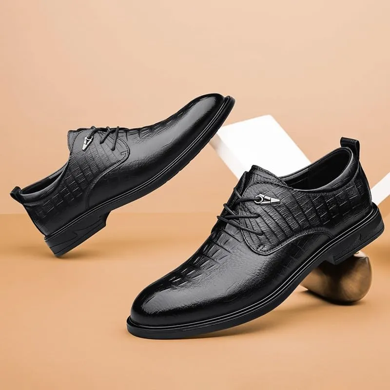 Mens Patent Leather Dress Shoes Classic Lace Up Pointed Toe Casual Oxfords Shoes Modern Wedding Office Derby Shoes for Men
