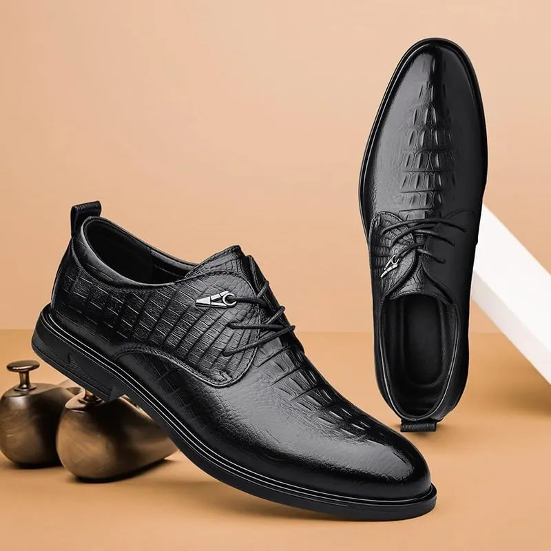 Mens Patent Leather Dress Shoes Classic Lace Up Pointed Toe Casual Oxfords Shoes Modern Wedding Office Derby Shoes for Men