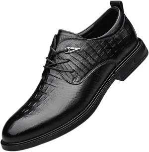 Mens Patent Leather Dress Shoes Classic Lace Up Pointed Toe Casual Oxfords Shoes Modern Wedding Office Derby Shoes for Men